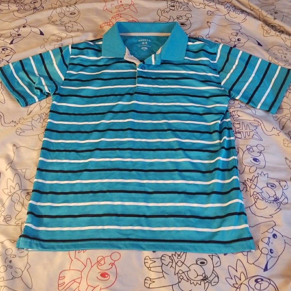 Boys athletic striped polo blue white